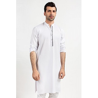 White Blended Stylish Mens Kurta